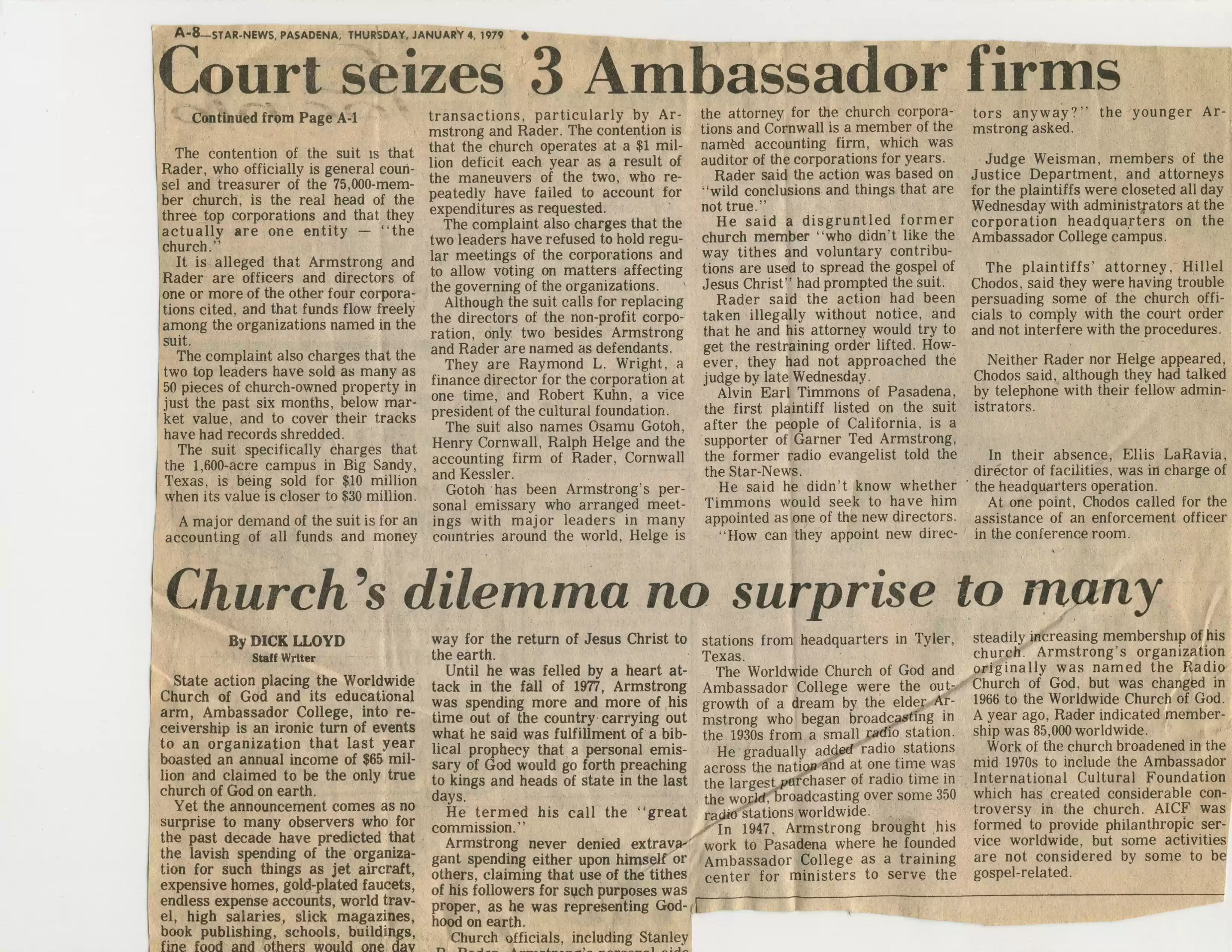 6. Pasadena Star News, 1-4-79